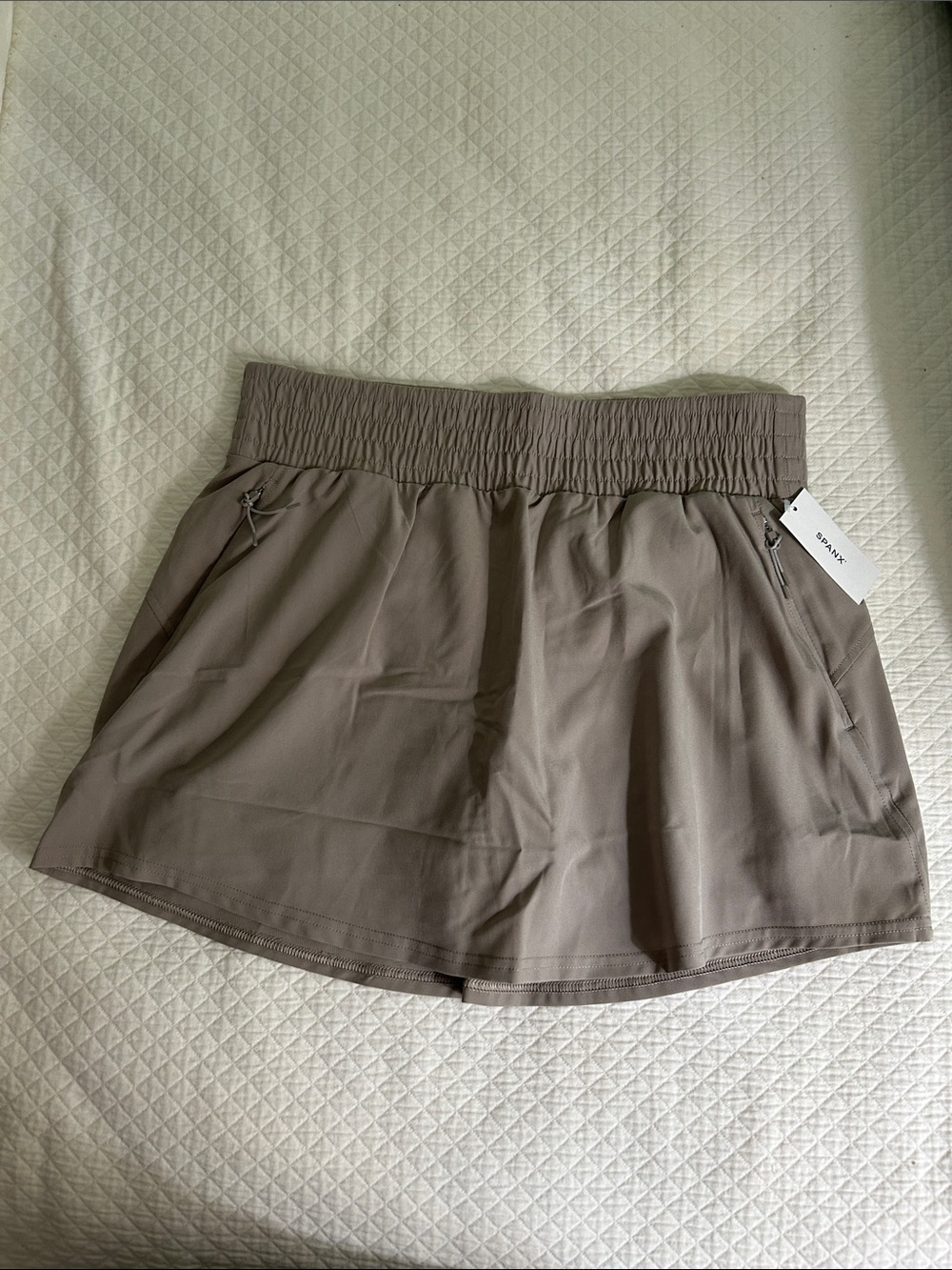 Spanx On the Move Athletic Skort in Taupe - Women’s Comfortable Active Shorts